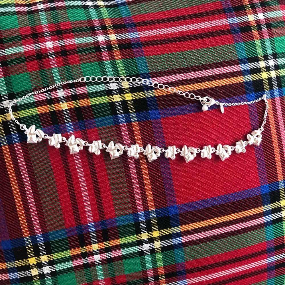 Ornate silver choker necklace